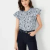 Petite Floral Flounce Sleeve Top