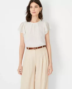 Petite Clip Flounce Sleeve Top