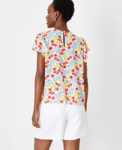 Floral Ruffle Sleeve Top -Outlet Modern Muse Closet Store 614854 9000 ALT1
