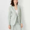 The Petite Notched One Button Blazer In Linen Blend