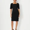The Petite Elbow Sleeve Square Neck Dress In Seasonless Stretch